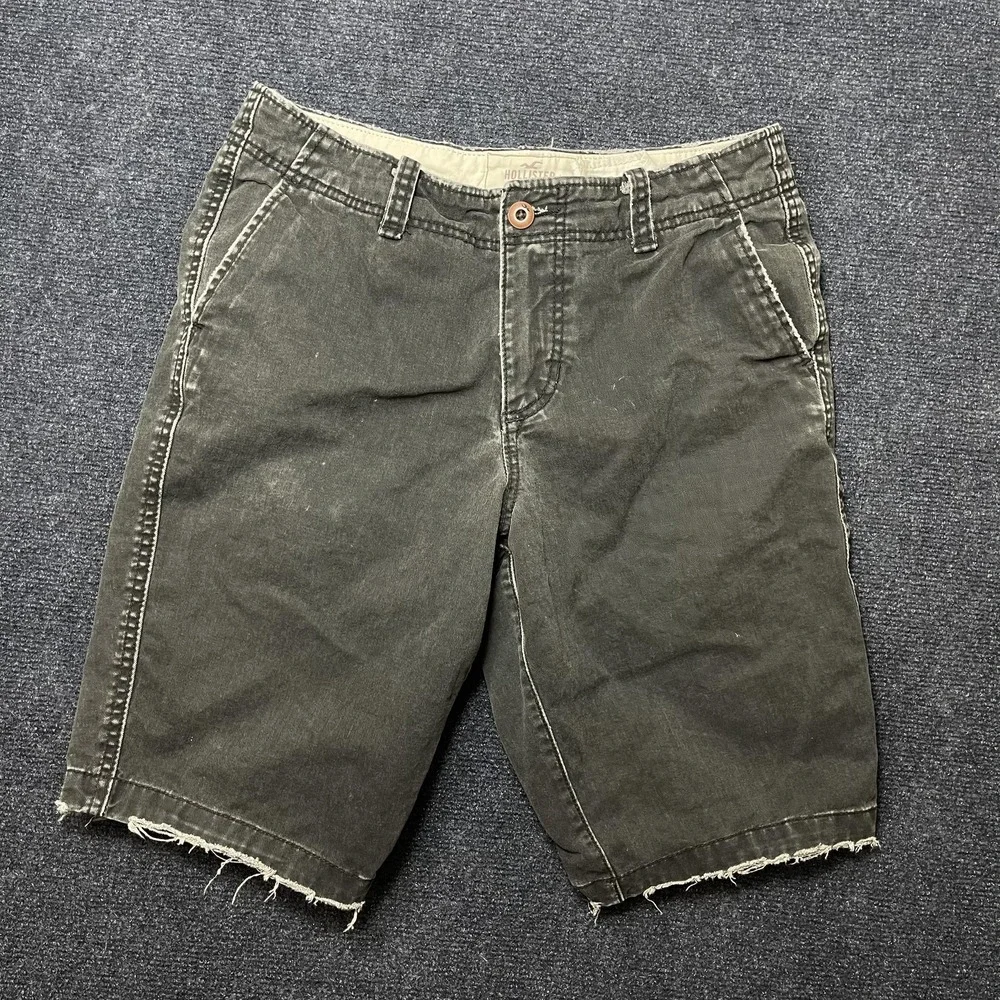Hollister Chino Shorts Mens‎ 30 Gray Cutoff Raw Hem Distressed Casual Summer
